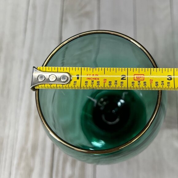 Vintage Libbey Juniper Teardrop Wine Water Goblets Green Gold Rims - Set Of 3 - Picture 4 of 4